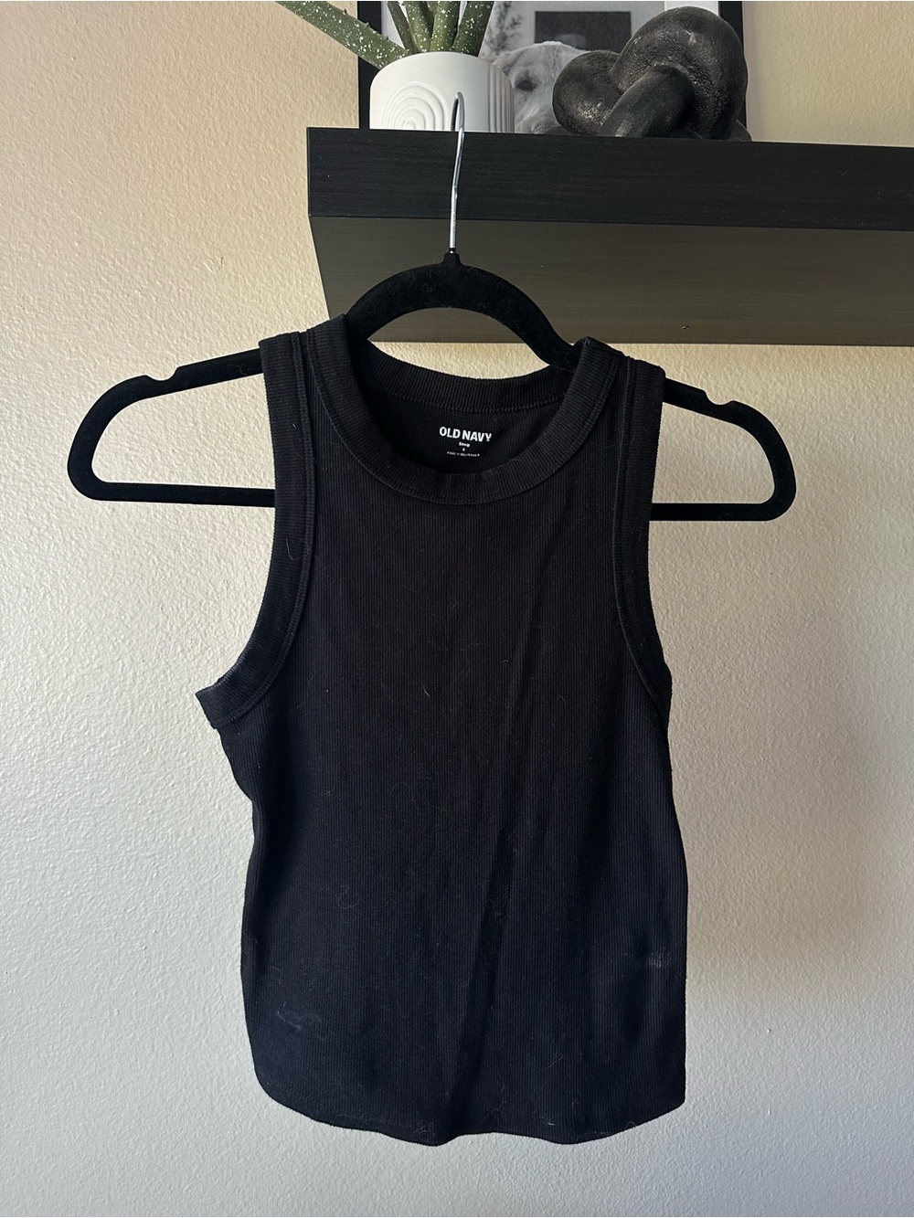 Old Navy Black Ribbed Crewneck Tank